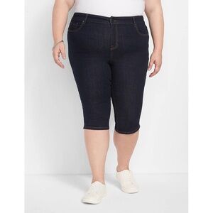 Lane Bryant Straight Fit High-Rise Pedal Jean - Rinse Dark Wash 18‎